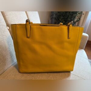 Authentic Coach Mustard/Golden Saffon Structured Leather Tote
